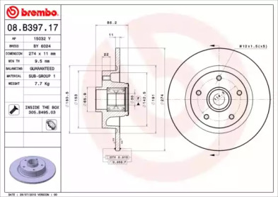 Тормозной диск (BREMBO: 08.B397.17)