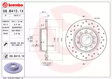 Тормозной диск (BREMBO: 08.B413.1X)