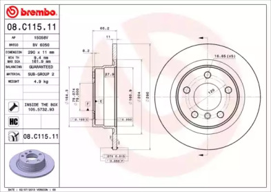 Тормозной диск (BREMBO: 08.C115.11)