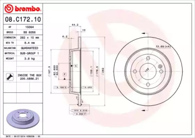 Тормозной диск (BREMBO: 08.C172.10)