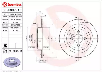 Тормозной диск (BREMBO: 08.C307.11)