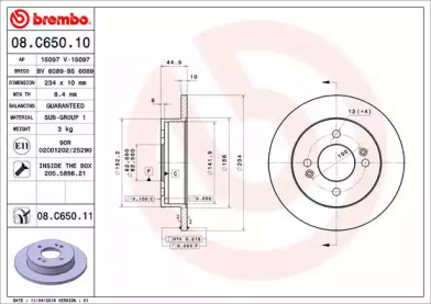 Тормозной диск (BREMBO: 08.C650.11)