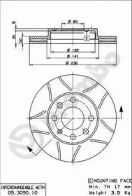 Тормозной диск (BREMBO: 09.3090.75)