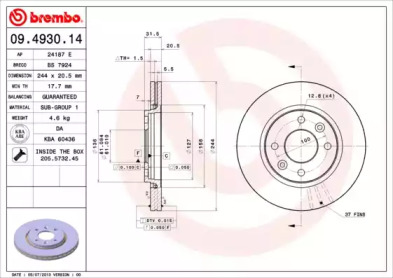 Тормозной диск (BREMBO: 09.4930.14)