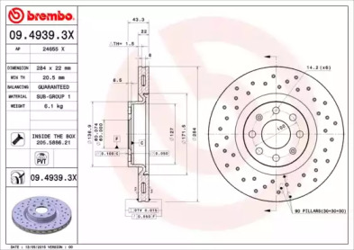 Тормозной диск (BREMBO: 09.4939.3X)