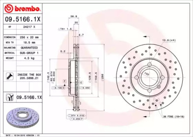 Тормозной диск (BREMBO: 09.5166.1X)