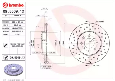 Тормозной диск (BREMBO: 09.5509.1X)