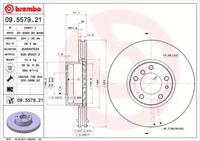 Тормозной диск (BREMBO: 09.5579.21)