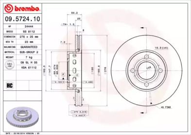 Тормозной диск (BREMBO: 09.5724.10)