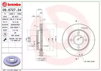 Тормозной диск (BREMBO: 09.6727.34)