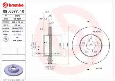 Тормозной диск (BREMBO: 09.6877.10)