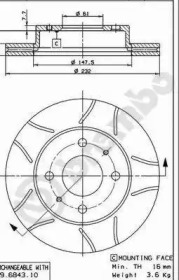 Тормозной диск (BREMBO: 09.6943.75)