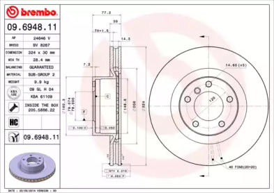 Тормозной диск (BREMBO: 09.6948.11)