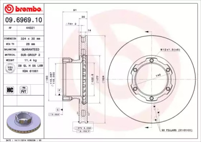 Тормозной диск (BREMBO: 09.6969.10)