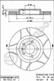 Тормозной диск (BREMBO: 09.7012.75)