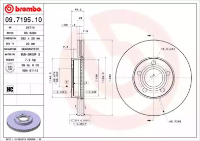 Тормозной диск (BREMBO: 09.7195.10)