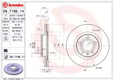 Тормозной диск (BREMBO: 09.7196.11)