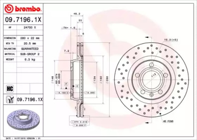 Тормозной диск (BREMBO: 09.7196.1X)