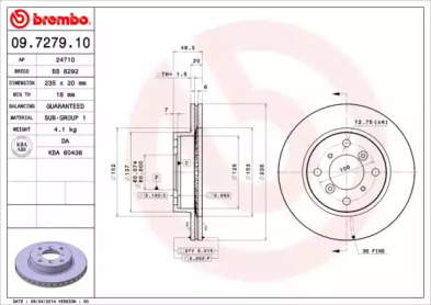 Тормозной диск (BREMBO: 09.7279.10)