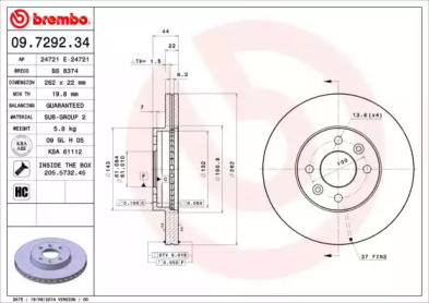 Тормозной диск (BREMBO: 09.7292.34)