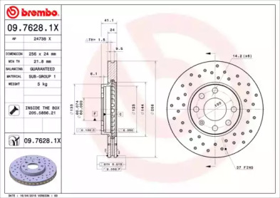 Тормозной диск (BREMBO: 09.7628.1X)