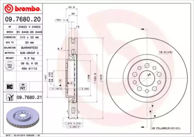 Тормозной диск (BREMBO: 09.7680.20)