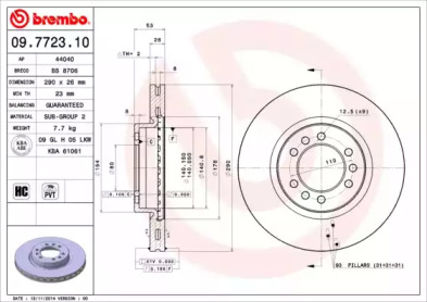 Тормозной диск (BREMBO: 09.7723.10)