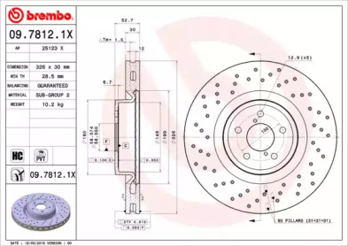 Тормозной диск (BREMBO: 09.7812.1X)