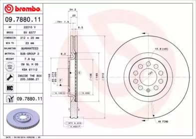 Тормозной диск (BREMBO: 09.7880.11)