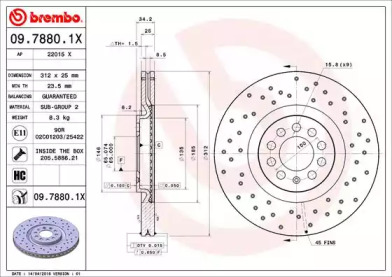 Тормозной диск (BREMBO: 09.7880.1X)