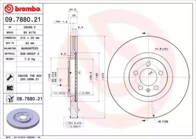 Тормозной диск (BREMBO: 09.7880.21)