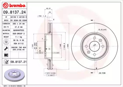 Тормозной диск (BREMBO: 09.8137.24)