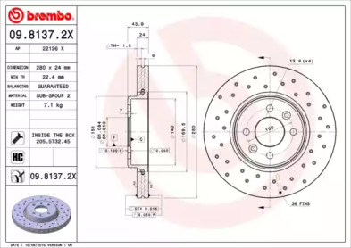 Тормозной диск (BREMBO: 09.8137.2X)