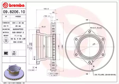 Тормозной диск (BREMBO: 09.8206.10)