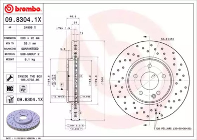 Тормозной диск (BREMBO: 09.8304.1X)