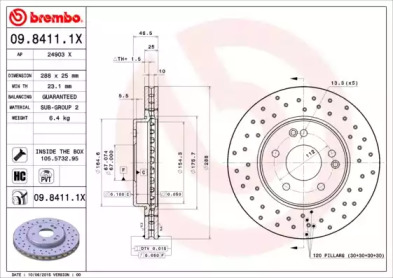 Тормозной диск (BREMBO: 09.8411.1X)