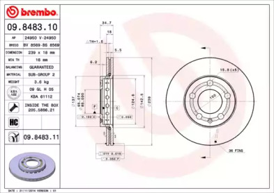 Тормозной диск (BREMBO: 09.8483.10)