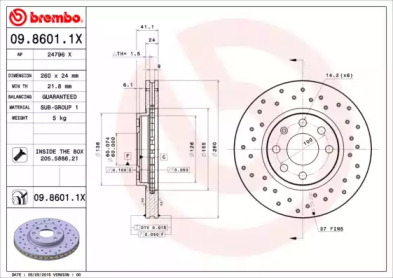 Тормозной диск (BREMBO: 09.8601.1X)