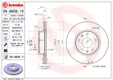 Тормозной диск (BREMBO: 09.8609.10)