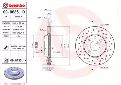 Тормозной диск (BREMBO: 09.8635.1X)