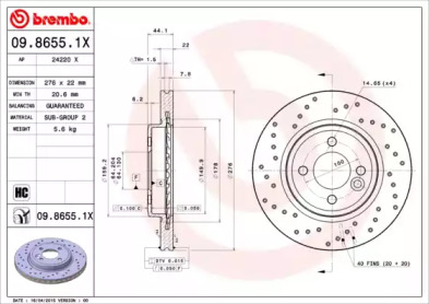 Тормозной диск (BREMBO: 09.8655.1X)