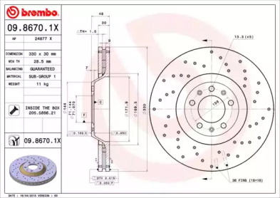 Тормозной диск (BREMBO: 09.8670.1X)