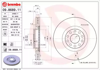 Тормозной диск (BREMBO: 09.8689.11)