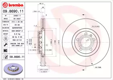 Тормозной диск (BREMBO: 09.8690.11)