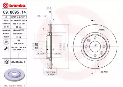 Тормозной диск (BREMBO: 09.8695.14)