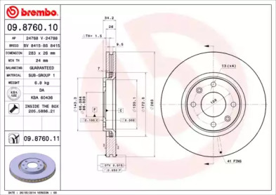 Тормозной диск (BREMBO: 09.8760.11)