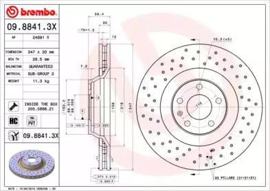 Тормозной диск (BREMBO: 09.8841.3X)