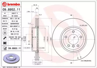 Тормозной диск (BREMBO: 09.8952.11)