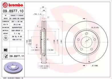 Тормозной диск (BREMBO: 09.8977.10)