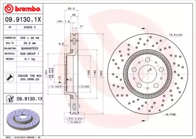 Тормозной диск (BREMBO: 09.9130.1X)